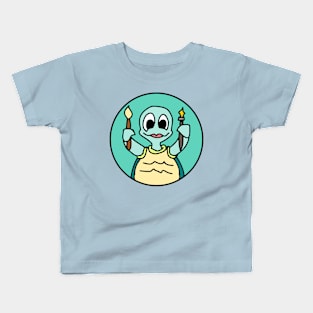 Teal Turtle Merit Badge Kids T-Shirt